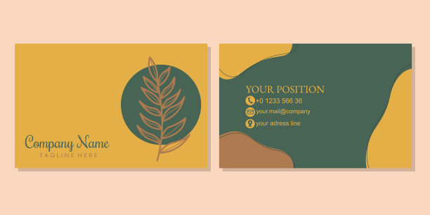 名片设计的企业形象。简单时尚的卡片与手绘花卉元素图片下载