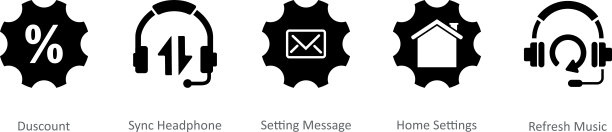 一组5个联系人图标作为折扣，同步耳机，设置消息图片下载