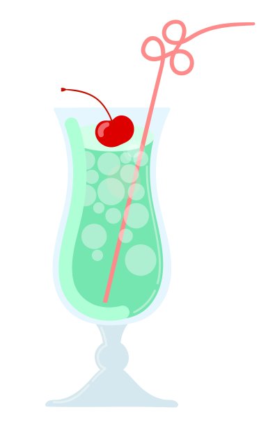 天堂。明亮的鸡尾酒，樱桃，冰和稻草。图片下载