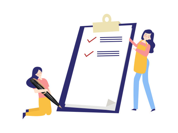 任务页核对表审批完成调查文件清单剪贴板和两个漂亮的姑娘用笔图片下载