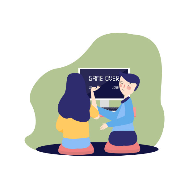 男孩和女孩坐着玩游戏电脑互联网技术竞争战斗乐趣游戏数字电子现代图片下载