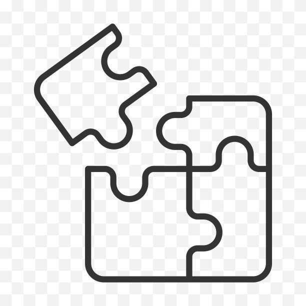 游戏图标。拼图的象征。团队合作经验，在透明背景上轻松编辑笔画线条艺术矢量股票插图。图片下载