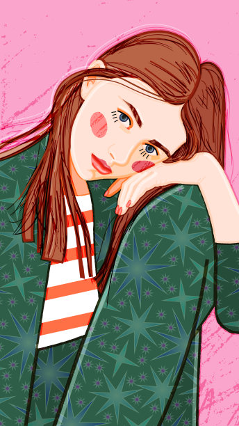 一个穿着绿色睡衣的年轻女孩图片下载