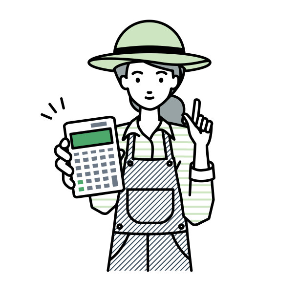 一位农妇面带微笑地推荐、提议、展示估价并指着计算器图片下载