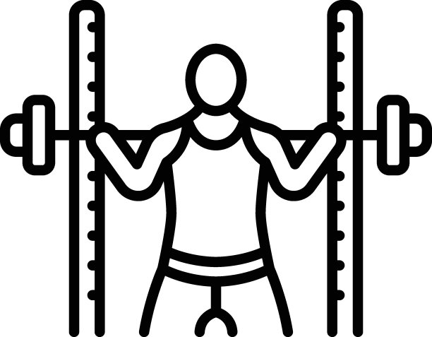 人是举重矢量轮廓图标设计，健康生活方式符号，健美操标志，电路训练器材库存插图，半笼整体概念图片下载