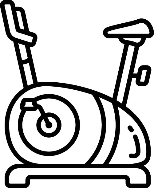 室内自行车矢量轮廓图标设计，健康生活方式符号，健美操标志，电路训练设备库存插图，锻炼概念图片下载