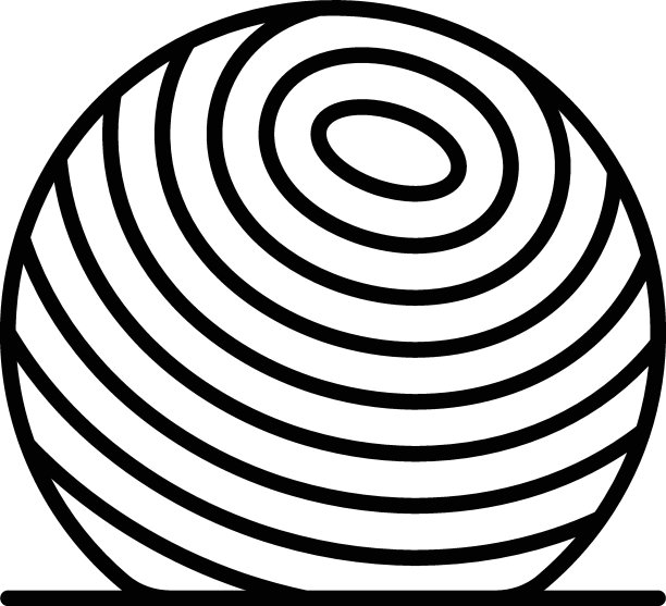 家庭健身房配件矢量轮廓图标设计，健康生活方式符号，健美操标志，电路训练设备库存插图，平衡球概念图片下载