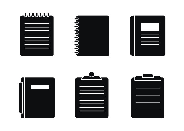 记事本图标集。笔记本图标。矢量插图。图片下载