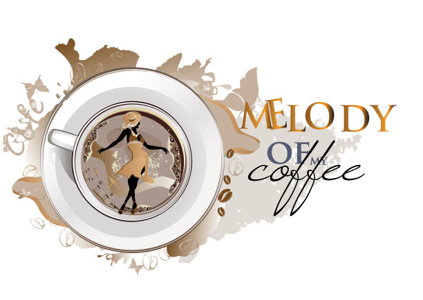 咖啡背景用时尚的人喝咖啡，咖啡杯用抽象的波浪。图片下载