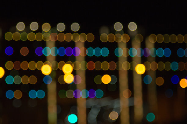 大城市夜晚模糊的灯光。旅行照片的背景。散景广告海报图片下载