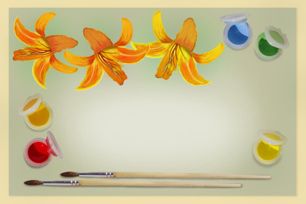 在灰色背景上画百合花。图片下载