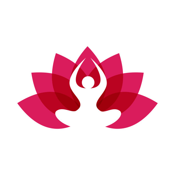 花朵抽象人体放松瑜伽健康标志图片下载