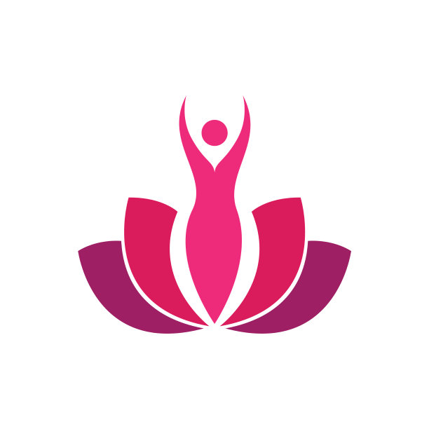 女人叶子花瑜伽温泉标志设计图片下载