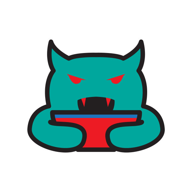 卡通吉祥物可爱的怪物面碗标志图片下载