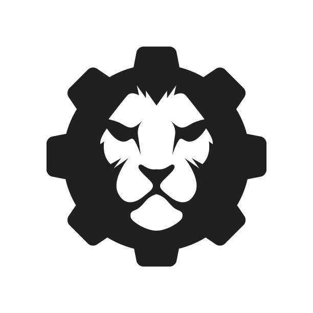 齿轮简单狮子头标志图片下载