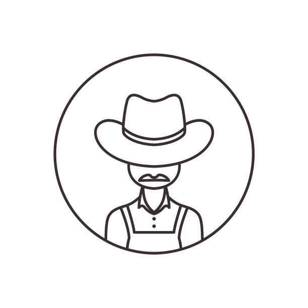 线条艺术老人大胡子吉祥物农民图片下载