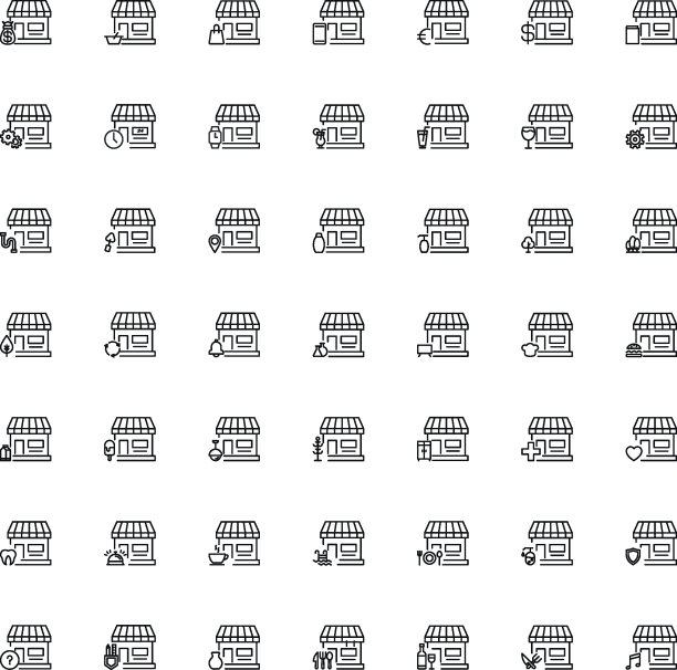 线图标集的各种项目旁边的商店图片下载