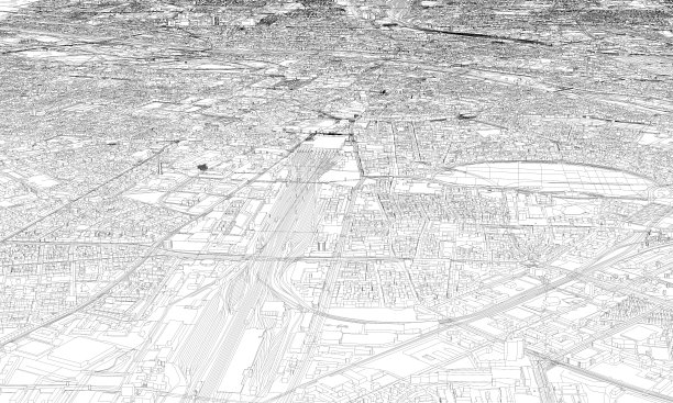 慕尼黑大型建筑的3D插图图片下载