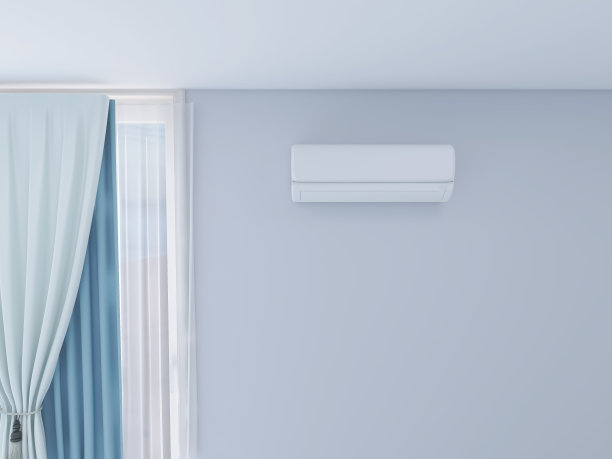 墙上的空调3d渲染，3d插图图片下载