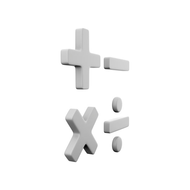 三维渲染数学教育符号在白底数学运算概念计算符号灰色几何形状。3D渲染数学运算概念计算符号图标。图片下载