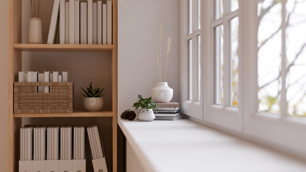 背靠窗户的白色桌面上的复制空间的后视图特写图像图片下载