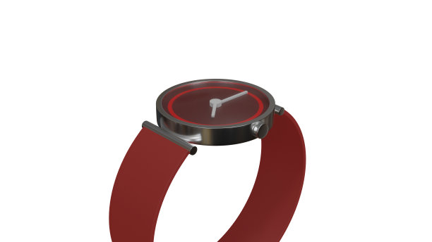 栗色写实腕表。3D渲染经典和现代商业手表计时，金属和皮革手镯。现代女性手表图片下载