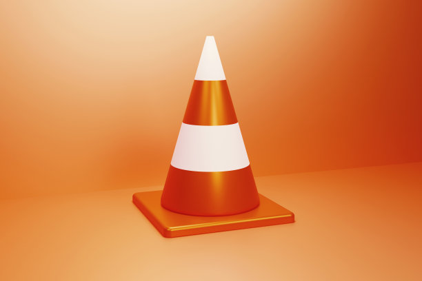 3d渲染道路锥形标志在孤立的地板上，现代交通和无路标志背景。图片下载