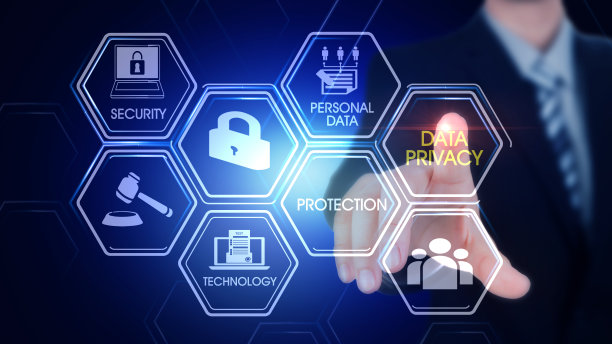 数据隐私六边形触摸屏概念图片下载