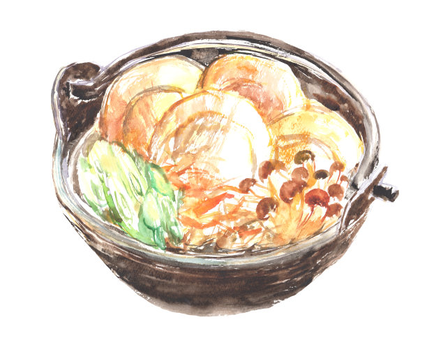 水彩画的参北汤插图图片下载