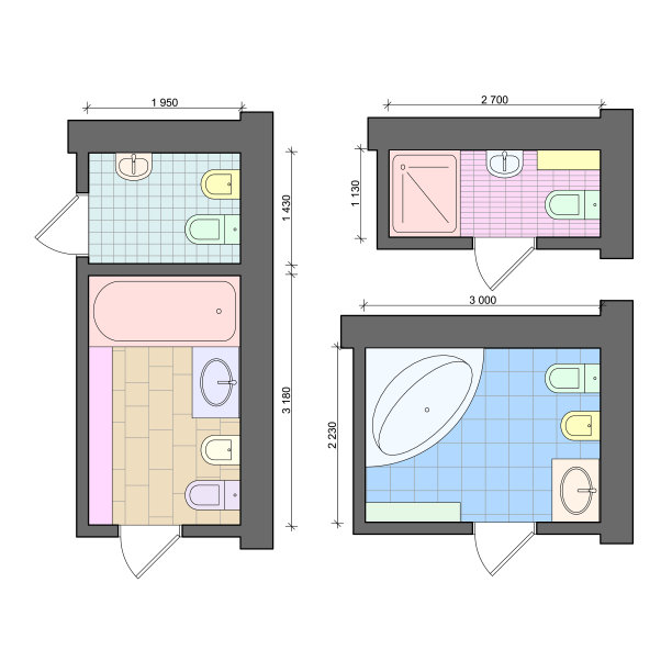 浴室和卫生间的平面图或布局图片下载