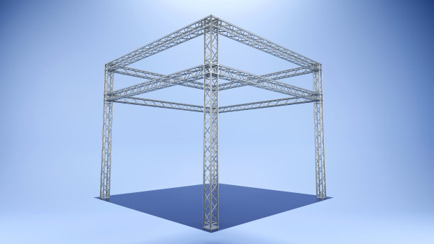 彩色背景铝桁架结构的三维渲染图片下载