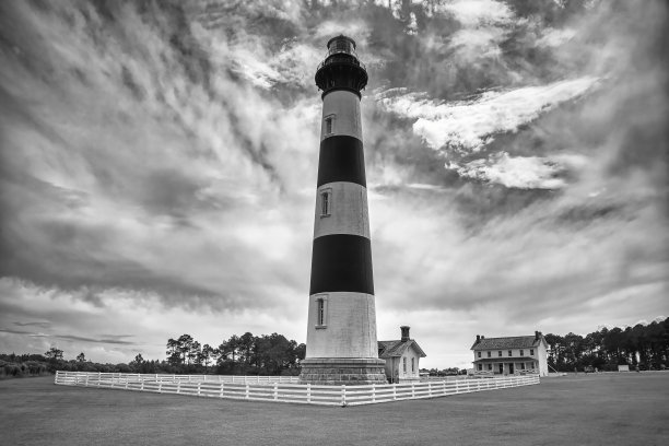 黑与宽的博迪岛灯塔图片下载