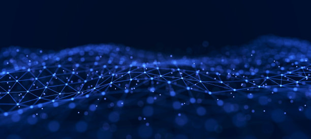 未来的抽象网格。波浪与点和线的连接。3 d渲染。图片下载