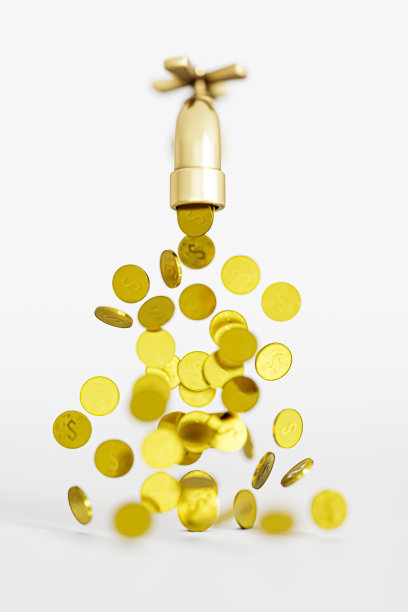 金色水龙头孤立在白色的背景图片下载