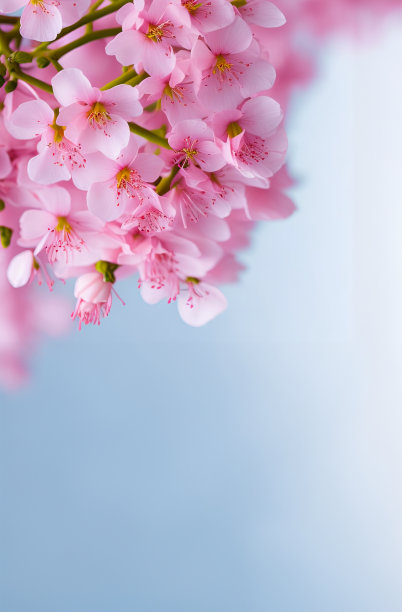 樱花的背景，模糊的粉彩色调，有一个区域的文字在图片的角落。生成的人工智能。图片下载