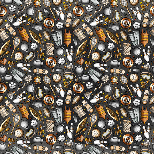 卡通可爱运动无缝图案图片下载