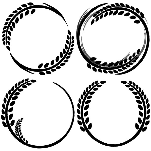 圆形框架与稻穗的剪影图片下载