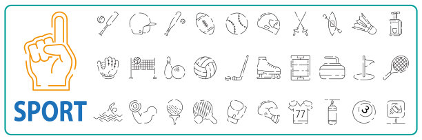 一组运动线图标。矢量插图。体操队支持球迷，赢得锦标赛奖杯图片下载