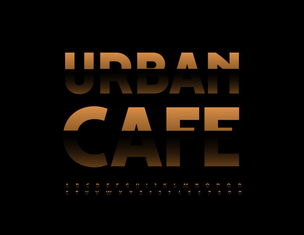 矢量时尚徽章城市咖啡馆。现代大写字母字母和数字集图片下载