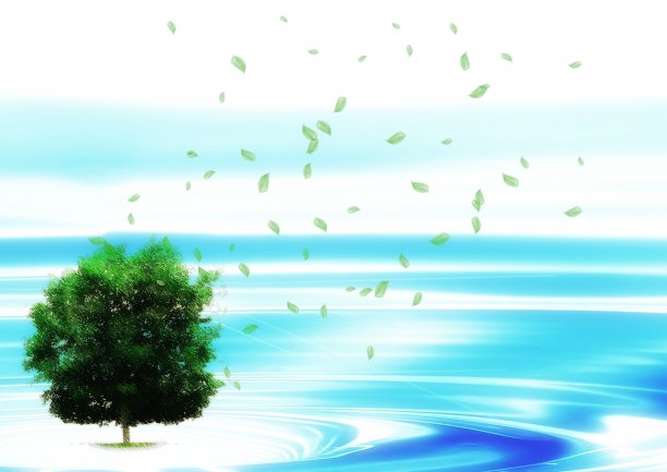 一棵树在水中生长的3d插图图片下载
