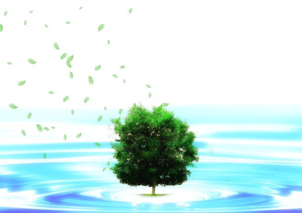 一棵树在水中生长的3d插图图片下载