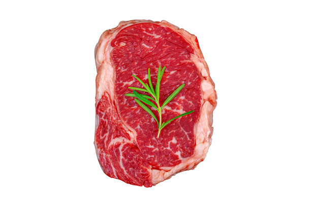 牛排牛肉与迷迭香孤立在白色背景。图片下载