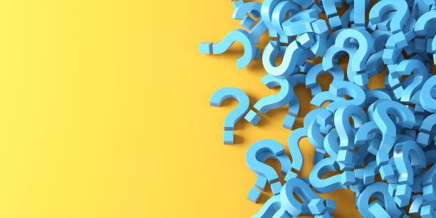 黄色背景上有很多蓝色问号图片下载