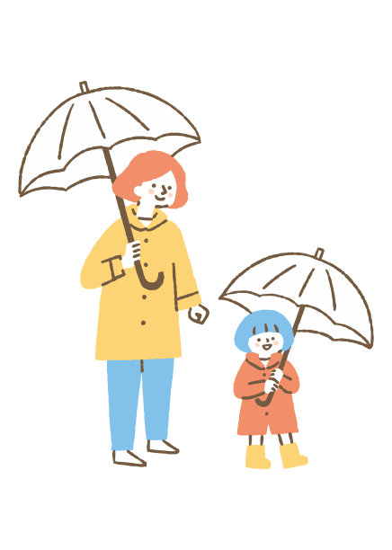 母亲和孩子撑伞_颜色图片下载