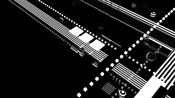 抽象的背景。黑色玻璃。单色。黑白相间的形状。几何壁纸。3 d演示。未来的海报。发光和有光泽的物体。现代概念。数字图像。图片下载