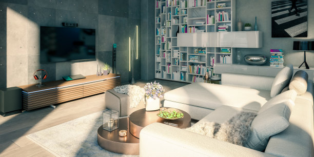 顶楼开放区客厅-全景3D可视化图片下载