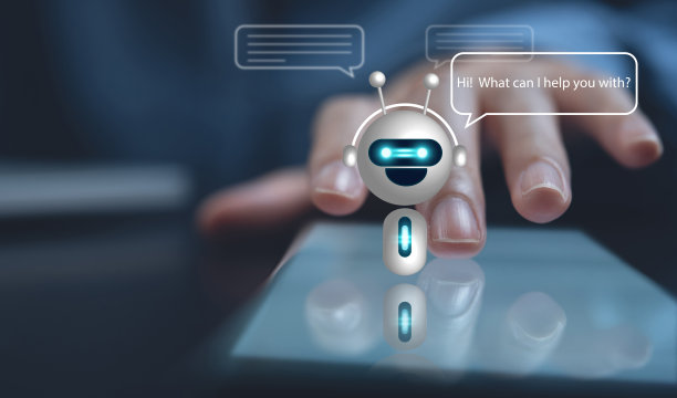 数字聊天机器人，聊天GPT，机器人应用，对话助手，AI人工智能概念。一位女士使用智能手机与数字聊天机器人聊天图片下载