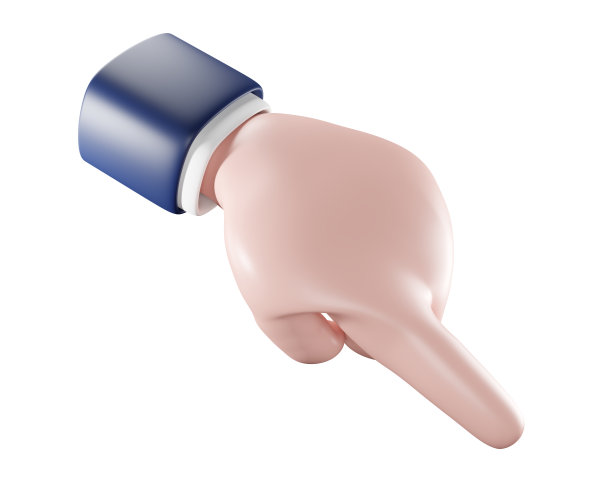 指向标志，三维卡通手势孤立的白色背景图片下载