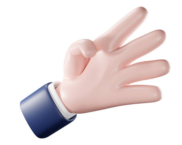 计算4。3d卡通手势孤立的白色背景图片下载