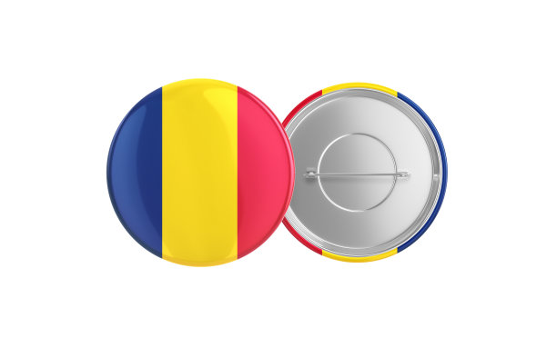 乍得国旗徽章别针动作捕捉，前后剪辑路径图片下载